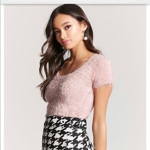 Blush Fuzzy Knit Crop Top from Forever 21